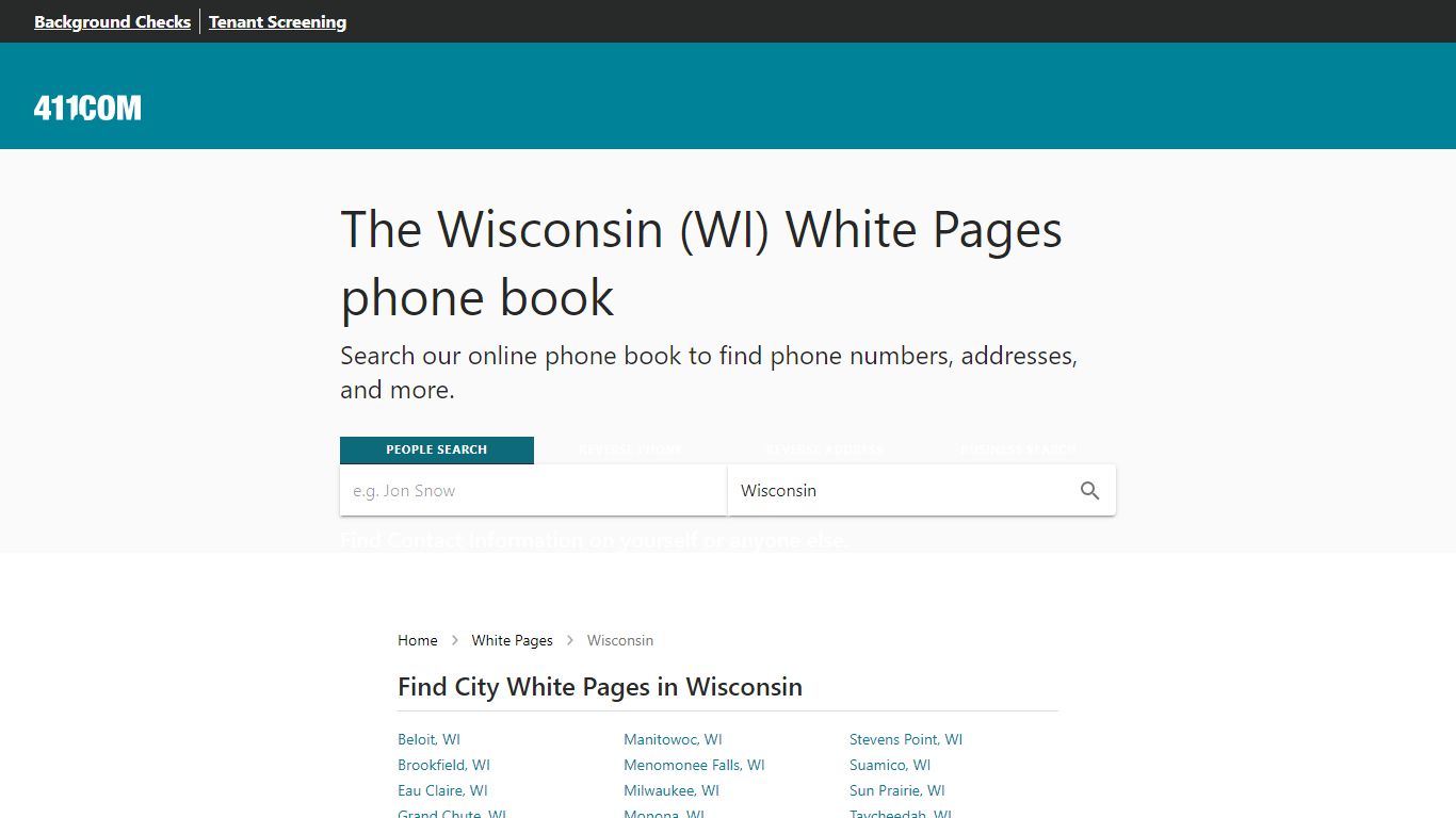 Wisconsin White Pages - Phone Book & Directory | 411